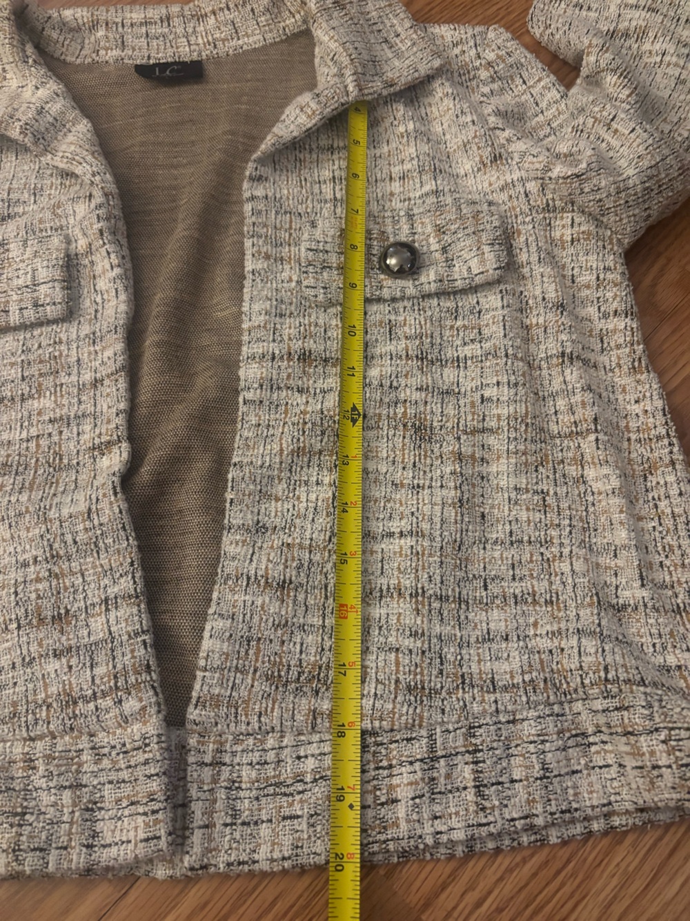 LC By Laura Cruz Cream Tweed Jacket Blazer Size Large - Picture 5 of 6